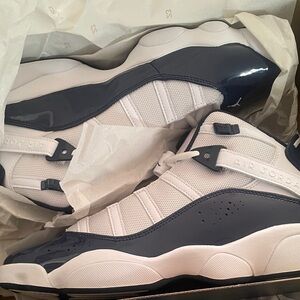 Jordan Navy and White High-Top Sneakers